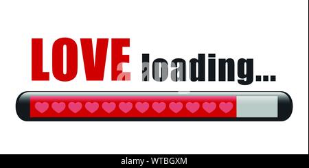 Love loading barre rouge avec des coeurs sur fond blanc vector illustration EPS10 Illustration de Vecteur