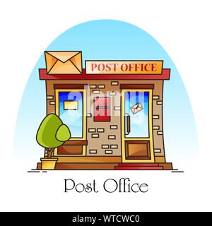 Vue extérieure du bâtiment du bureau de poste, la poste Illustration de Vecteur