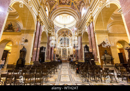 L'ancienne capitale de Malte, Mdina, sur un plateau, dans le centre de l'île, la Cathédrale St Paul, Banque D'Images