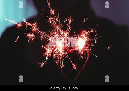 Close-up of heart shape Sparkler