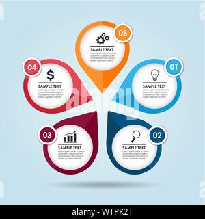 Infographie entreprise modèle avec 5 options. Vector illustration Illustration de Vecteur