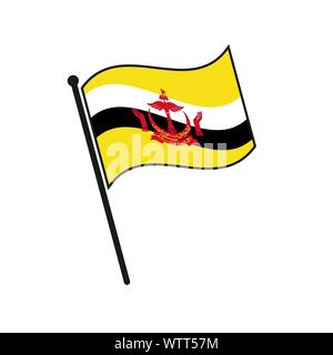 L'icône de drapeau Brunei simple isolé sur fond blanc Illustration de Vecteur