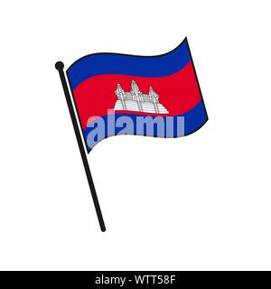 L'icône de drapeau Cambodge simple isolé sur fond blanc Illustration de Vecteur