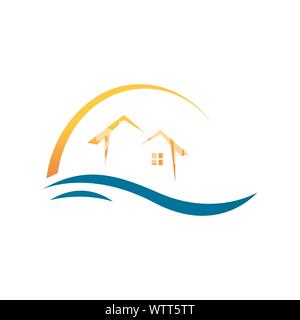 Maison de plage de la création logo design template Vector illustration Illustration de Vecteur