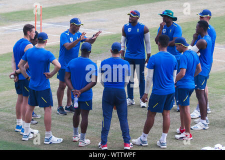 Dharamsala, Inde. Sep 11, 2019. L'Afrique du Sud au cours de la pratique de l'équipe t20 session au stade HPCA, Dharamshala avant leur première fo t20 match contre l'Inde, d'être joué le dimanche, Septembre 15. (Photo de Shailesh Bhatnagar/Pacific Press) Credit : Pacific Press Agency/Alamy Live News Banque D'Images