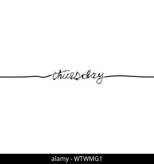 Jeudi, jour de la semaine dans une ligne continue, sur un fond blanc. - Vector illustration Illustration de Vecteur