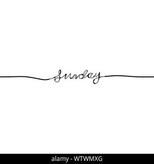 Dimanche, jour de la semaine dans une ligne continue, sur un fond blanc. - Vector illustration Illustration de Vecteur