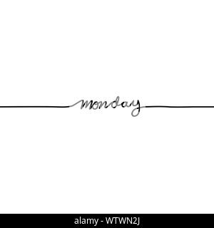 Lundi, jour de la semaine dans une ligne continue, sur un fond blanc. - Vector illustration Illustration de Vecteur