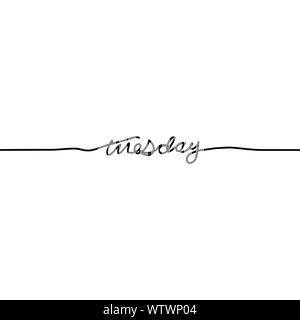 Mardi, jour de la semaine dans une ligne continue, sur un fond blanc. - Vector illustration Illustration de Vecteur