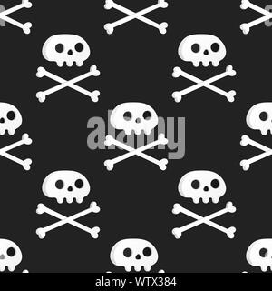 Motif transparent blanc avec des crânes et des os de passage isolé sur fond blanc télévision style design vector illustration. Illustration de Vecteur