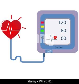 Appareil numérique pour mesurer la pression de l'équipement médical, de diagnostiquer l'hypertension, cœur, illustrations vectorielles concept healtycare Illustration de Vecteur