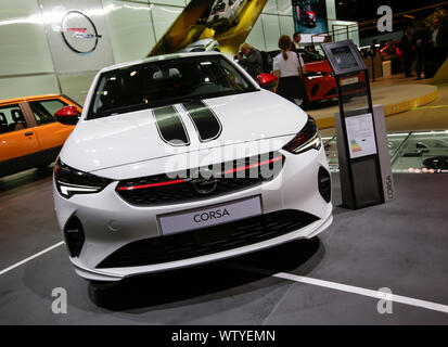 Francfort, Allemagne. Sep 11, 2019. Le constructeur automobile allemand Opel affiche le Opel Corsa au 2019 Internationale Automobil-Ausstellung (AAI). (Photo de Michael Debets/Pacific Press) Credit : Pacific Press Agency/Alamy Live News Banque D'Images