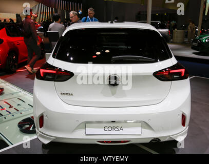 Francfort, Allemagne. Sep 11, 2019. Le constructeur automobile allemand Opel affiche le Opel Corsa au 2019 Internationale Automobil-Ausstellung (AAI). (Photo de Michael Debets/Pacific Press) Credit : Pacific Press Agency/Alamy Live News Banque D'Images