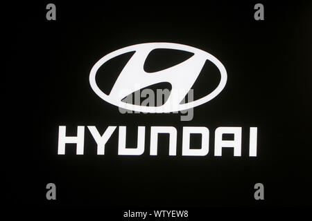 Francfort, Allemagne. Sep 11, 2019. Logo du constructeur automobile Hyundai South-Korean au 2019 Internationale Automobil-Ausstellung (AAI). (Photo de Michael Debets/Pacific Press) Credit : Pacific Press Agency/Alamy Live News Banque D'Images