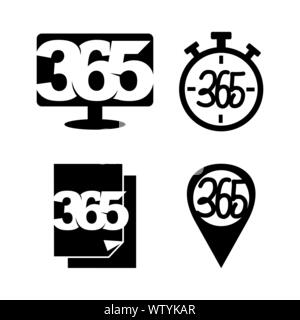 Surveiller le temps infini 365 axe papier icône logo illustration noir Illustration de Vecteur