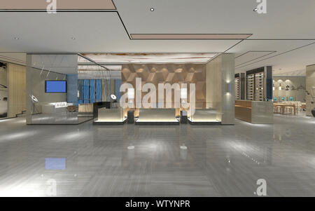 3D render. La réception de l'hôtel et le hall de l'intérieur. Banque D'Images