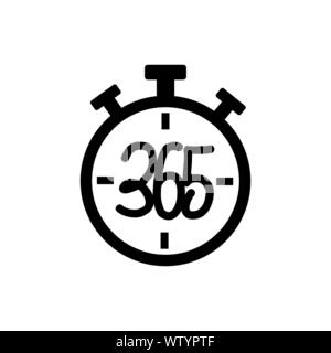 Chronomètre 365 logo design illustration infinity icône noir Illustration de Vecteur