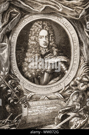 Joseph I, empereur romain (1678 - 1711) de la maison de Habsbourg, souverain en armure sa devise était Amore et Timore (en latin par l'amour et la peur ). Banque D'Images