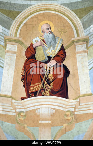 Saint Grégoire de Nazianze, également appelé Grégoire le Théologien, fresque sur le plafond de la Saint John the Baptist Church, à Zagreb, Croatie Banque D'Images