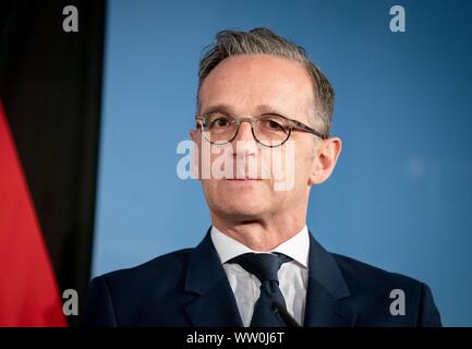 Berlin, Allemagne. Sep 12, 2019. Heiko Maas (SPD), Ministre des affaires étrangères, donne une conférence de presse. Credit : Kay Nietfeld/dpa/Alamy Live News Banque D'Images