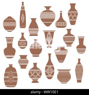 Vector illustration des différents types de vases et pots sur fond blanc Illustration de Vecteur