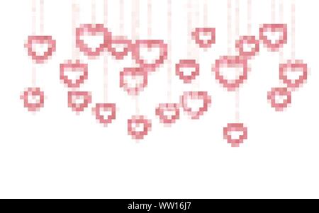 Remise rose glitter brillant coeur lumineux isolé sur fond blanc. Valentines Day background. Vector illustration. Illustration de Vecteur