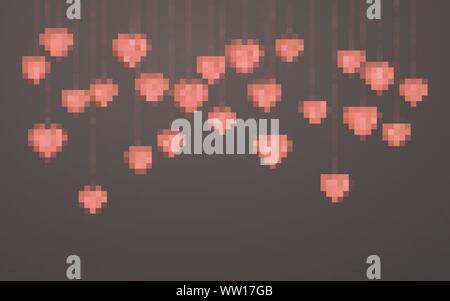 Remise rose glitter brillant coeur lumineux isolé sur fond sombre. Valentines Day background. Vector illustration. Illustration de Vecteur