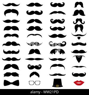Collection de différents moustache et barbe de men Illustration de Vecteur