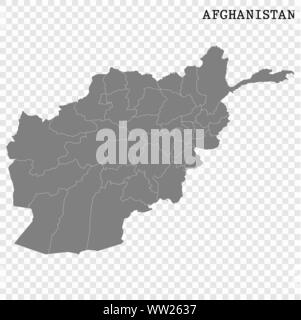 Carte de l'Afghanistan de haute qualité avec des frontières des régions Illustration de Vecteur