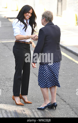 La Duchesse de Sussex arrive à lancer le Smart Works collection capsule à John Lewis dans Oxford Street, Londres. Banque D'Images