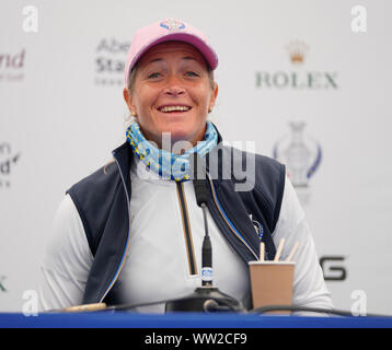 Auchterarder, Ecosse, Royaume-Uni. 12 septembre 2019. Conférence de presse avec l'Europe de l'équipe joueurs pour la Solheim Cup 2019. Suzann Pettersen ; sur la photo. Iain Masterton/Alamy Live News Banque D'Images