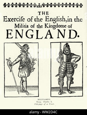 Les soldats anglais milita, guerre civile anglaise du 17ème siècle. Soldat armés de fusil et pike Banque D'Images