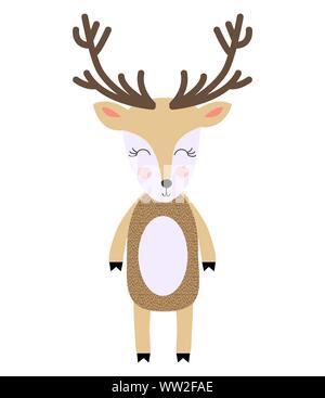 Poster avec cartoon cute deer pour enfants et amusant slogan dans un style scandinave. Graphiques dessinés à la main, zoo. Illustration de Vecteur