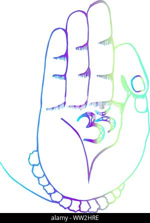 Le bras de l'ohm avec shiva. Illustration de gradient et mains rudraksh Illustration de Vecteur