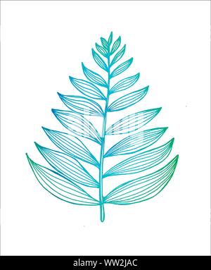 Dégradé de couleur photo d'une feuille de la fractale. Branche d'une fougère Illustration de Vecteur