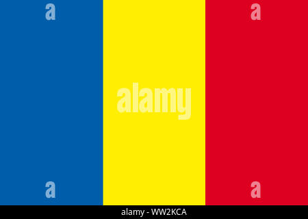 Un drapeau Roumanie illustration fond bleu jaune rouge Banque D'Images