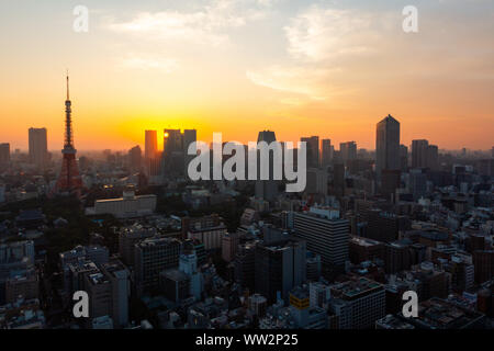 La Tour de Tokyo et gratte-ciel de Minato Ward Banque D'Images
