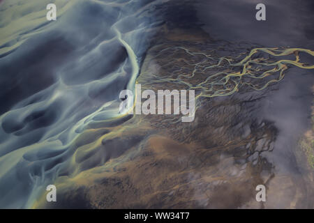 Vue aérienne de l'eau de Glacier en Islande Banque D'Images