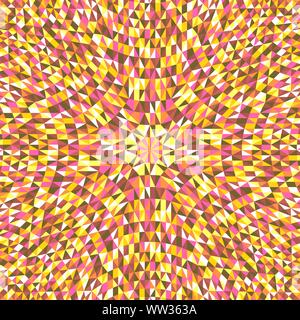 Sol carrelé ronde dynamique hypnotique abstract background mosaïque triangle - psychédélique graphique vectoriel circulaire polygonal avec différentes formes géométriques Illustration de Vecteur