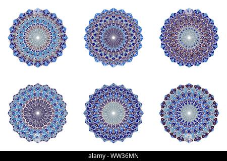 Abstrait géométrique triangle mosaïque jeu de symboles mandala circulaire - conceptions graphiques de vecteur polygonale de triangles Illustration de Vecteur