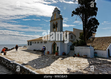 La péninsule de Kanoni, Corfou, Grèce. Banque D'Images