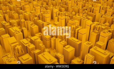 Urbaine zone jaune isométrique avec des gratte-ciel. 3d illustration. Banque D'Images