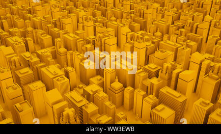 Abstrait jaune mégalopole en 3D isométrique avec des gratte-ciel. 3d illustration. Banque D'Images