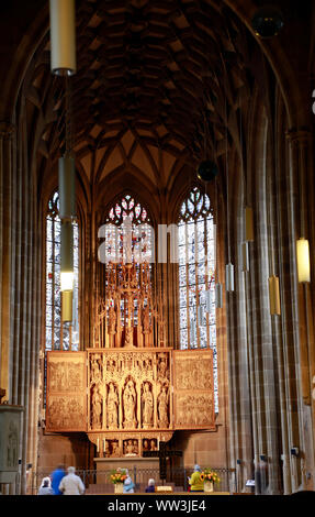 Gotische Evangelische Kirche Saint Kilian, Heilbronn - aus Lindenholz geschnitzter Hochaltar, Bade-Wurtemberg, Allemagne Banque D'Images