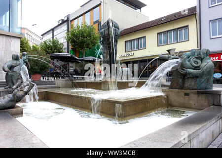 Komödiantenbrunnen Kiliansplatz auf, Heilbronn, Bade-Wurtemberg, Allemagne Banque D'Images