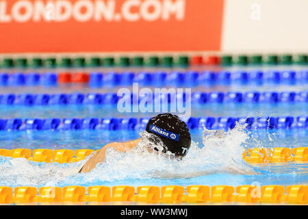 Londres, Royaume-Uni. Sep 12, 2019. Rebecca Redfern de Grande-bretagne en action au cours de la Women's 100m brasse SB13 finale. Championnats du monde de natation 2019 Para Allianz jour 4 à l'Aquatics Centre de Londres à Londres, Royaume-Uni le jeudi 12 septembre 2019. Cette image ne peut être utilisé qu'à des fins rédactionnelles. Utilisez uniquement rédactionnel, pic par Steffan Bowen/Andrew Orchard la photographie de sport/Alamy live news Crédit : Andrew Orchard la photographie de sport/Alamy Live News Banque D'Images