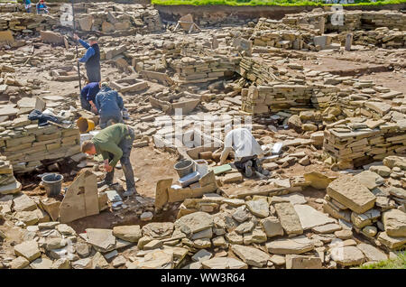 Fouilles menées à Ness de site archéologique Shetlands Orkney Ecosse continentale Banque D'Images