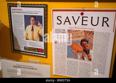 Middleton, WI USA. Jul 2018. L'intérieur du National Mustard Museum avec des informations nationales et importées, dijons, et de nombreux éléments historiques d'yesteryea Banque D'Images