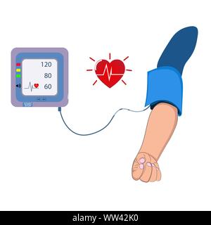 Appareil numérique pour mesurer la pression de l'équipement médical, de diagnostiquer l'hypertension, cœur, illustrations vectorielles concept healtycare Illustration de Vecteur