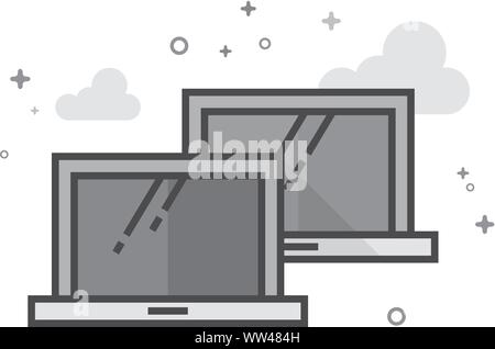 Dans l'icône portables télévision décrites. style gris Vector illustration. Illustration de Vecteur